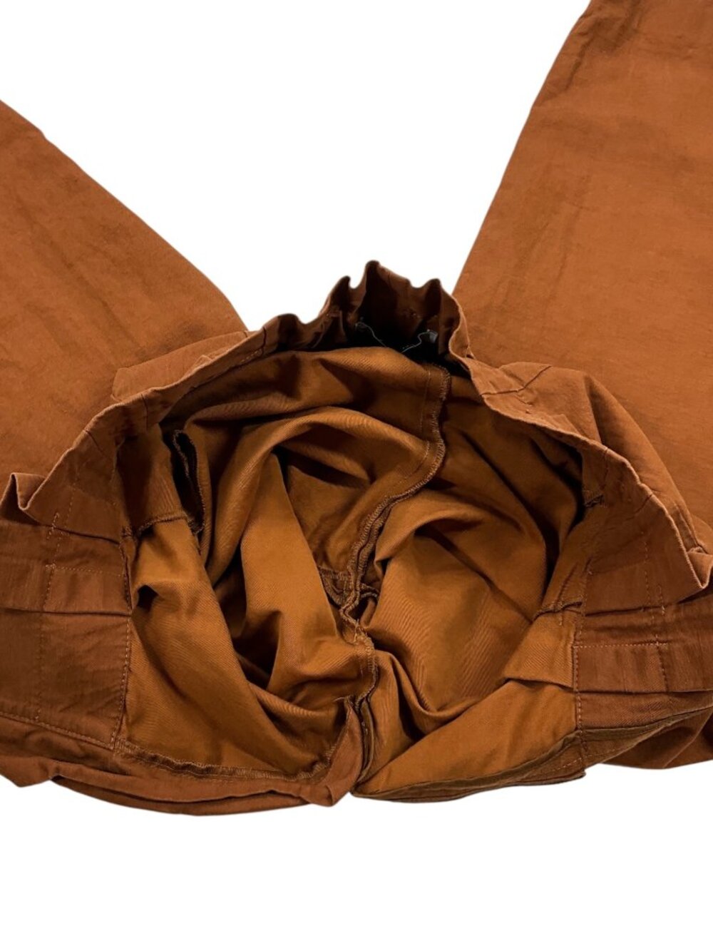 Zara Linen Cotton High Rise Tapered Pant XS Brown Paperbag Waist - Picture 11 of 16